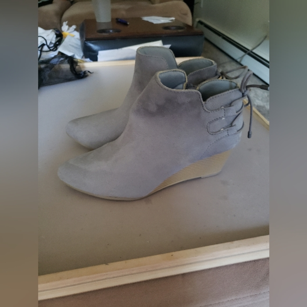 Chic Gray Ankle Booties with Wedge Heel